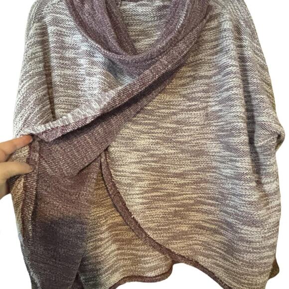 Taupe & Plum Marled Knit Cowl Neck Sweater Calvin Klein Cozy Layering - Picture 6 of 6